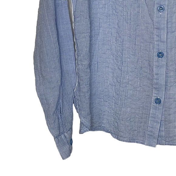 UGG Button Up Shirt Size XS Blue Check White Back‎ Stretch Roll Tab Sleeves - Picture 5 of 7